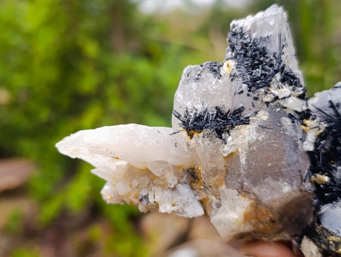 Natural Smokey Quartz Crystals with Schorl Black Tourmaline x 3 From Erongo, Namibia