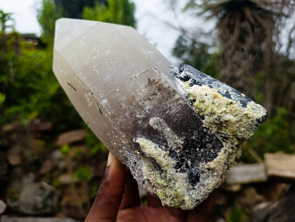 Natural Smokey Quartz Crystals with Schorl Black Tourmaline x 3 From Erongo, Namibia