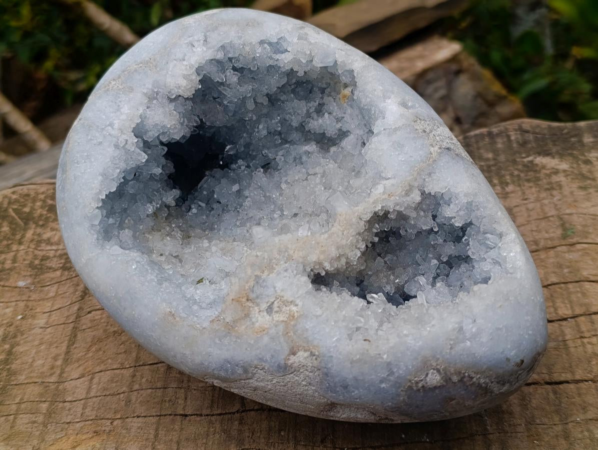 Polished and Natural XL Blue Celestite Egg x 1 From Sakoany, Madagascar