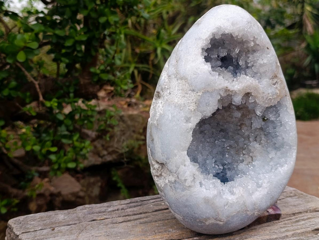 Polished and Natural XL Blue Celestite Egg x 1 From Sakoany, Madagascar