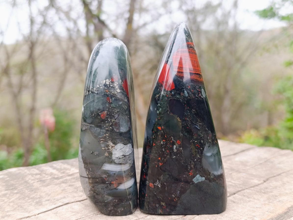 Polished Bloodstone Standing Display Pieces x 2 From Swaziland