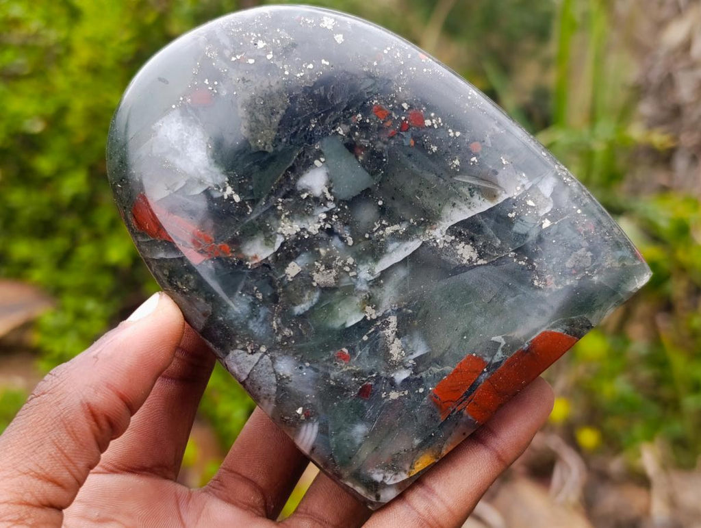 Polished Bloodstone Standing Display Pieces x 2 From Swaziland