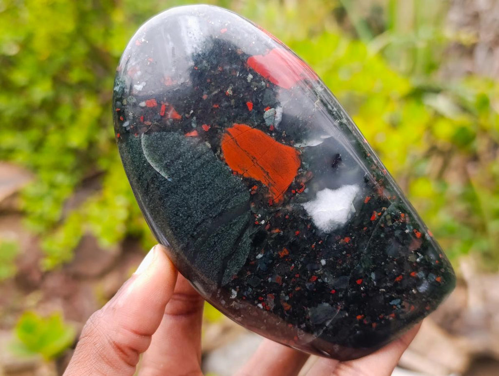 Polished Bloodstone Standing Display Pieces x 2 From Swaziland