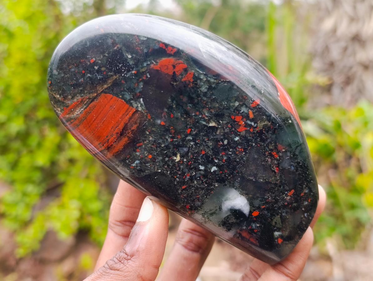 Polished Bloodstone Standing Display Pieces x 2 From Swaziland