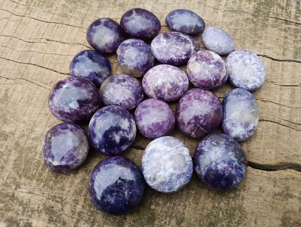 Polished Lepidolite Galets x 20 From Ambatondrazaka, Madagascar
