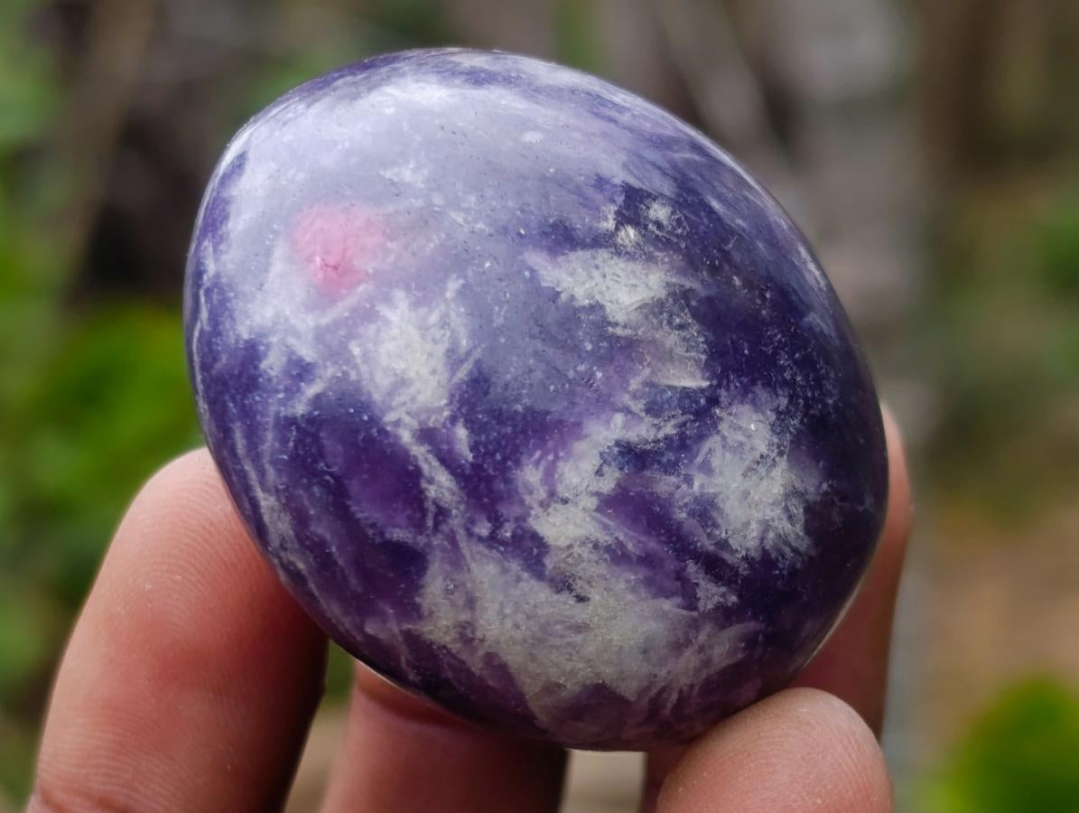 Polished Lepidolite Galets x 20 From Ambatondrazaka, Madagascar