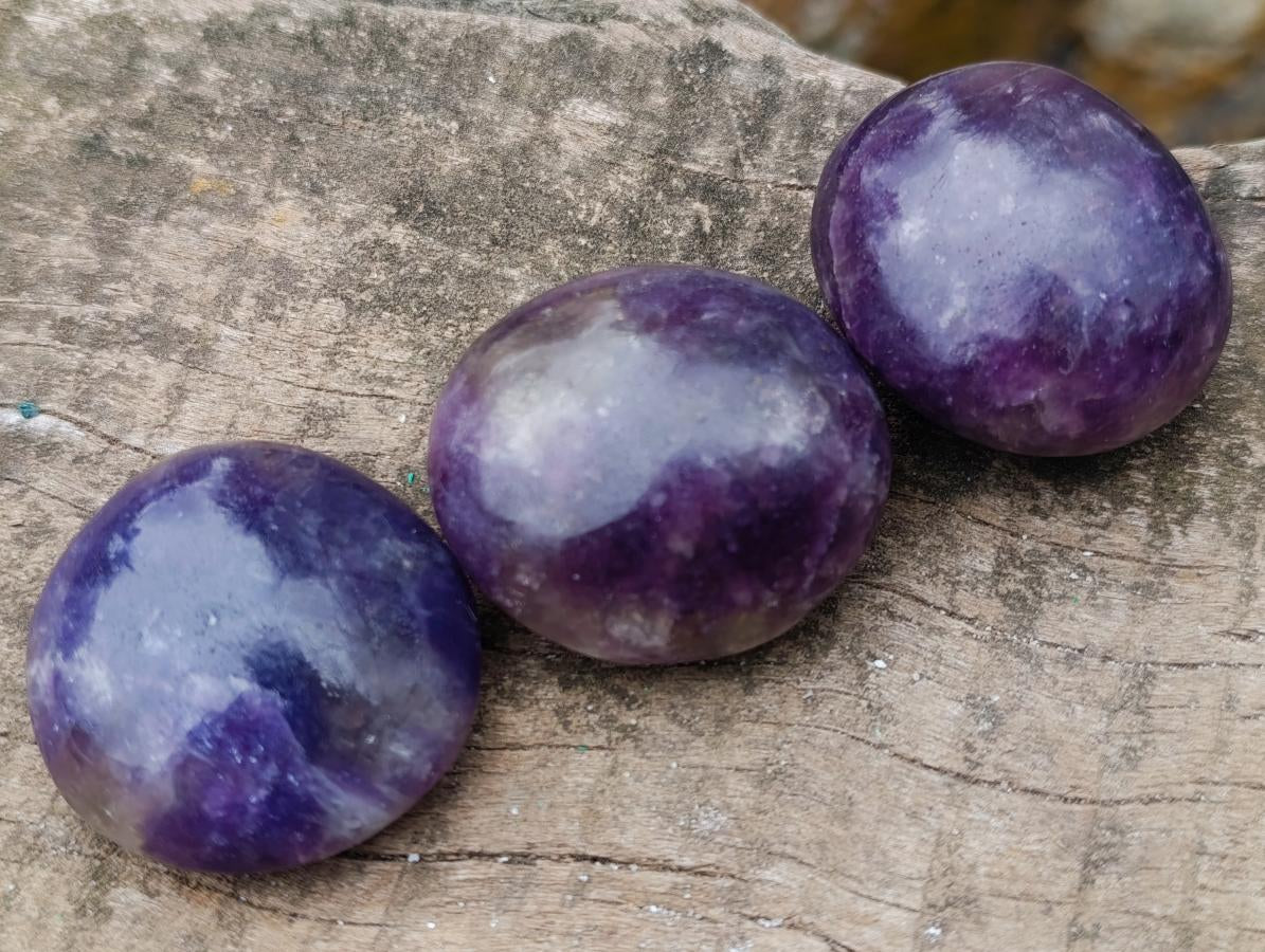 Polished Lepidolite Galets x 20 From Ambatondrazaka, Madagascar