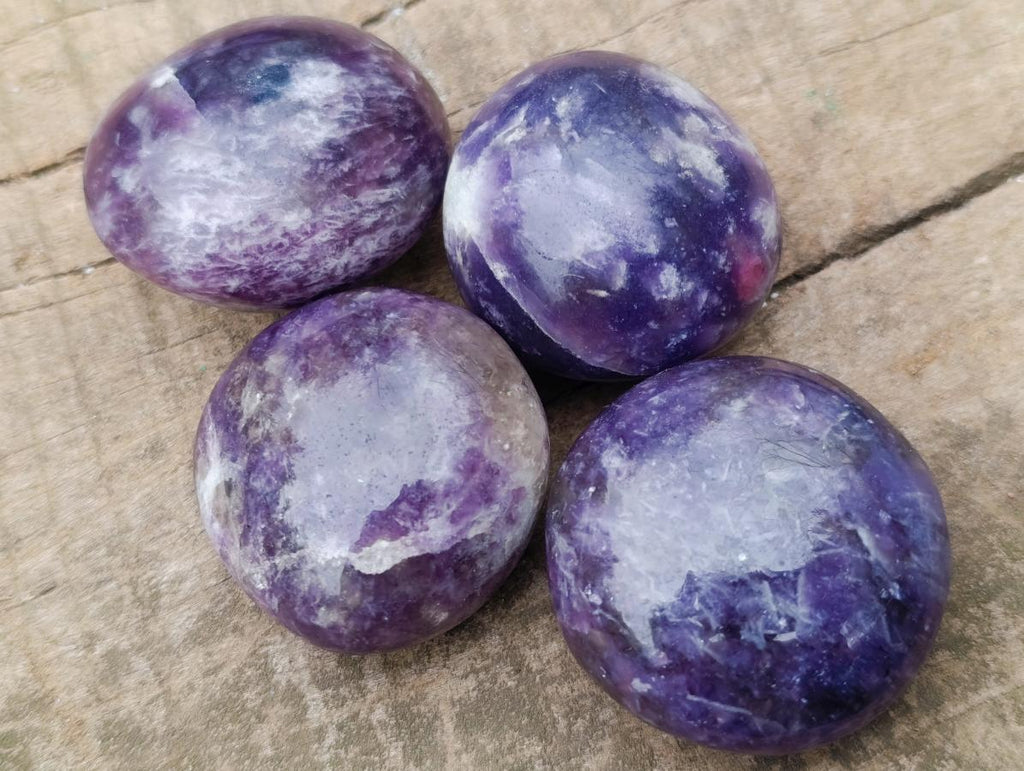 Polished Lepidolite Galets x 20 From Ambatondrazaka, Madagascar