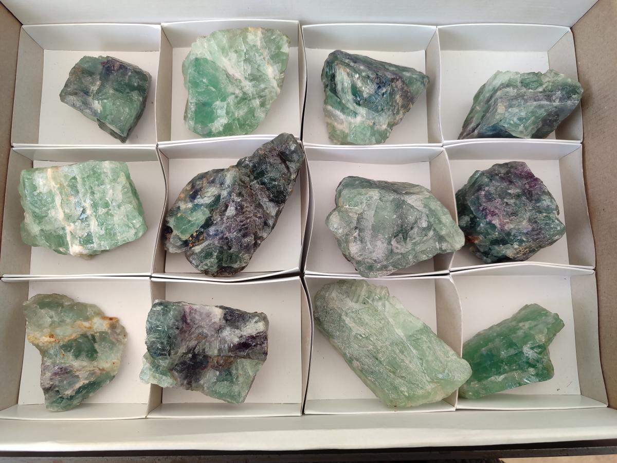 Natural Watermelon Fluorite Cobbed Specimens x 12 From Uis, Namibia