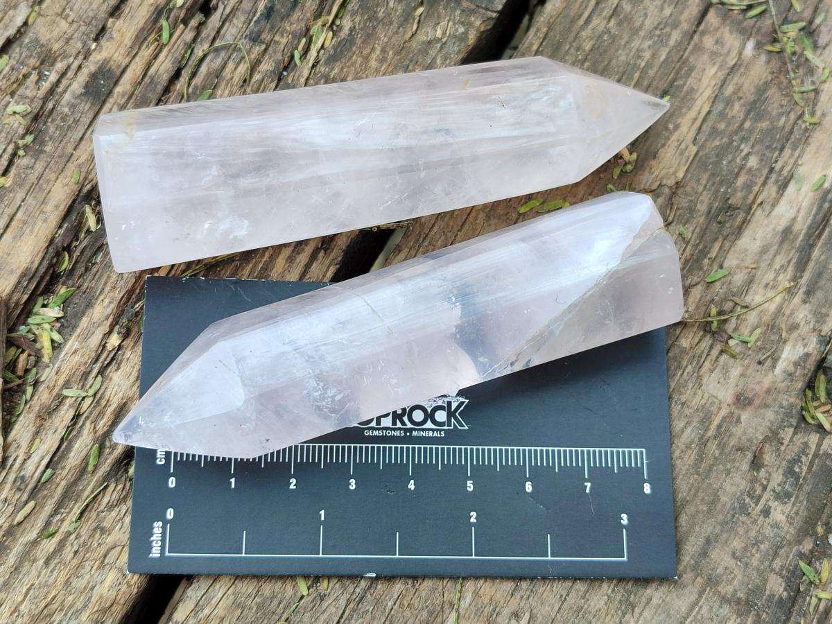 Polished Gemmy Rose Quartz Crystals x 12 From Madagascar