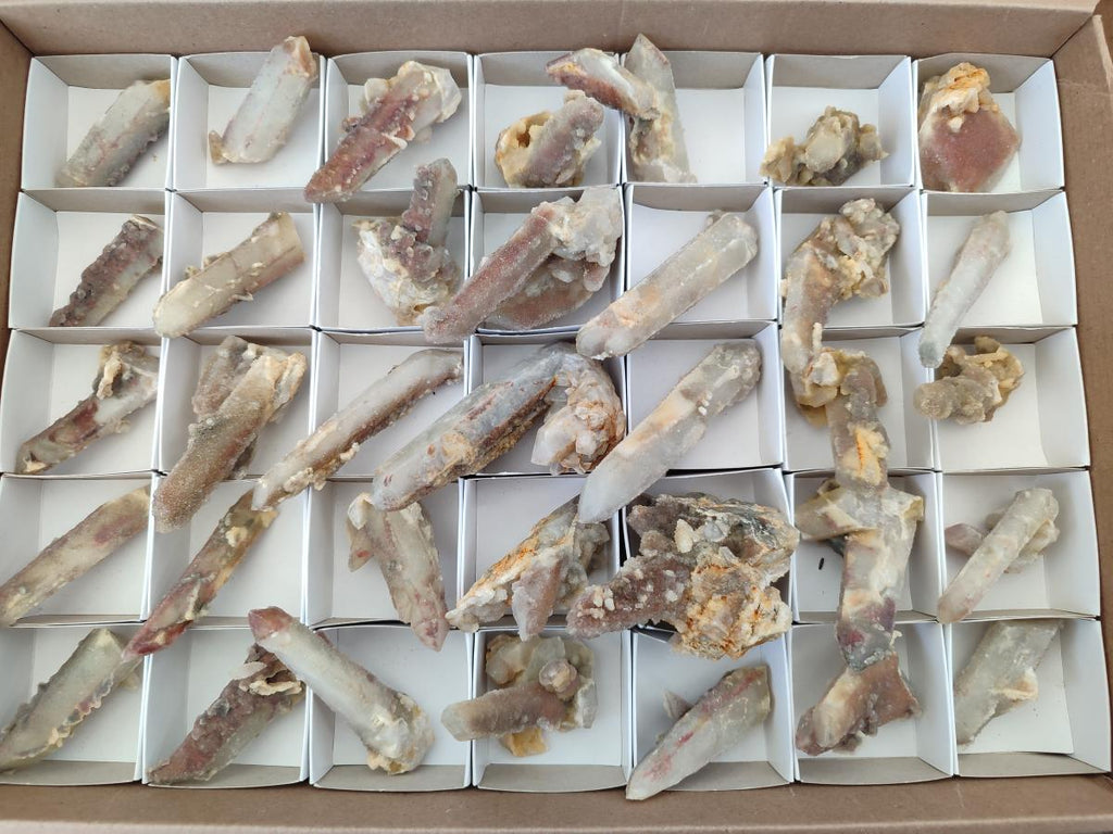 Natural Drusy Fairy Spirit Quartz Single Crystals x 35 From Boekenhouthoek, South Africa