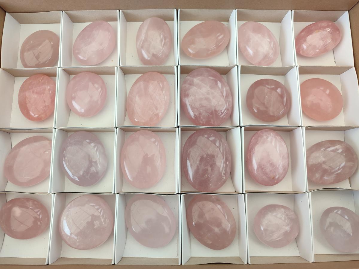Polished Gemmy Rose Quartz Galets x 24 From Madagascar