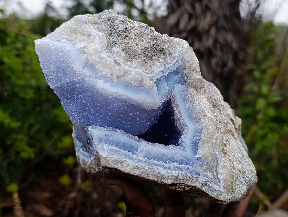 Natural Large Blue Lace Agate Geode Specimen x 1 From Nsanje, Malawi