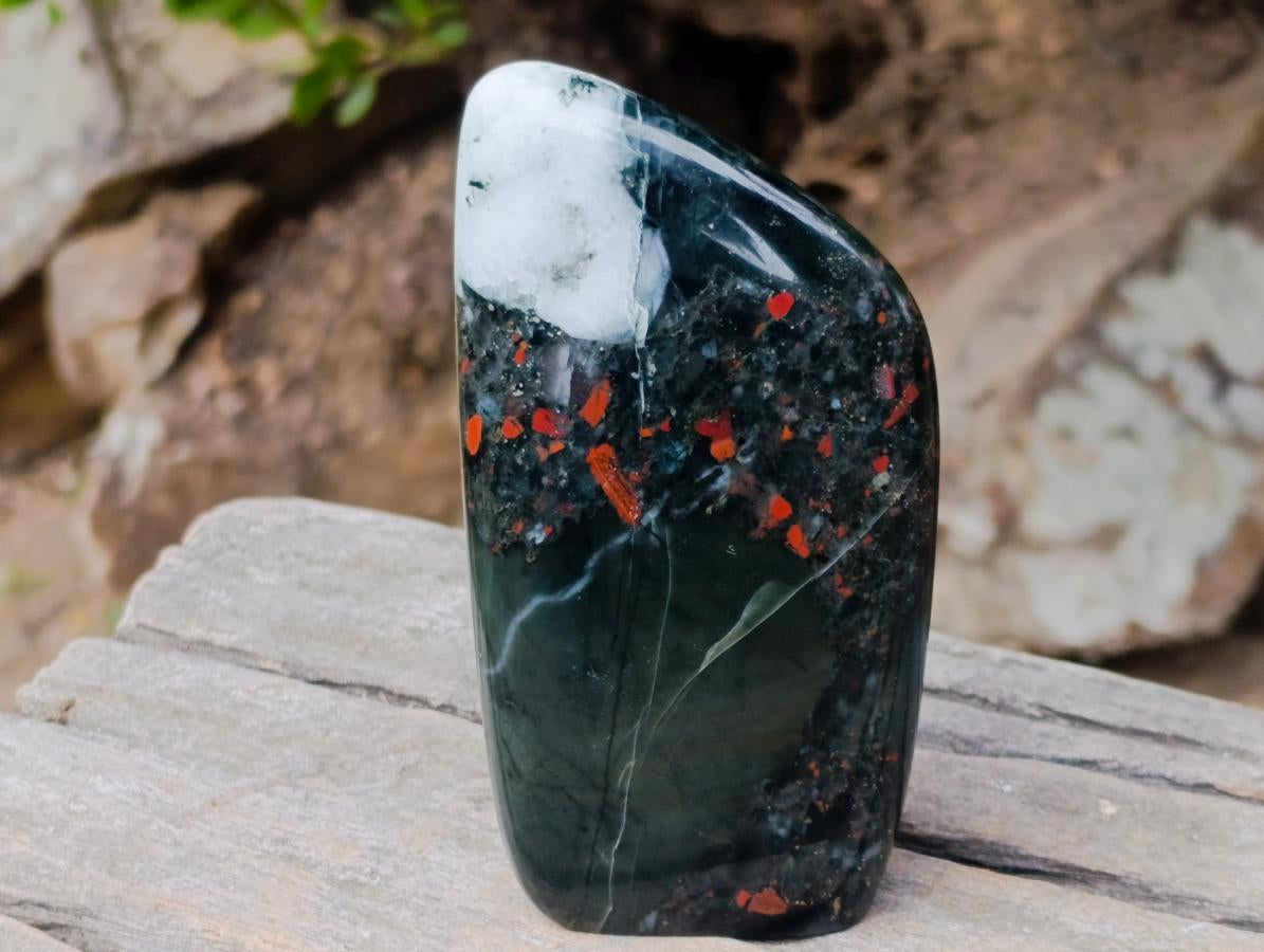 Polished Bloodstone Standing Display Pieces x 3 From Swaziland