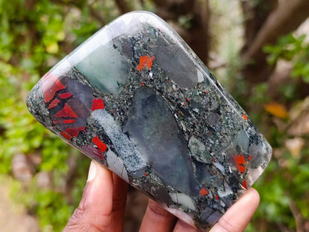 Polished Bloodstone Standing Display Pieces x 3 From Swaziland