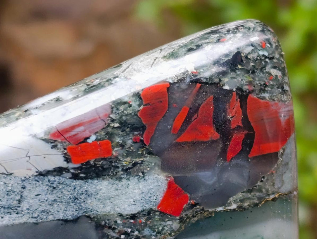 Polished Bloodstone Standing Display Pieces x 3 From Swaziland