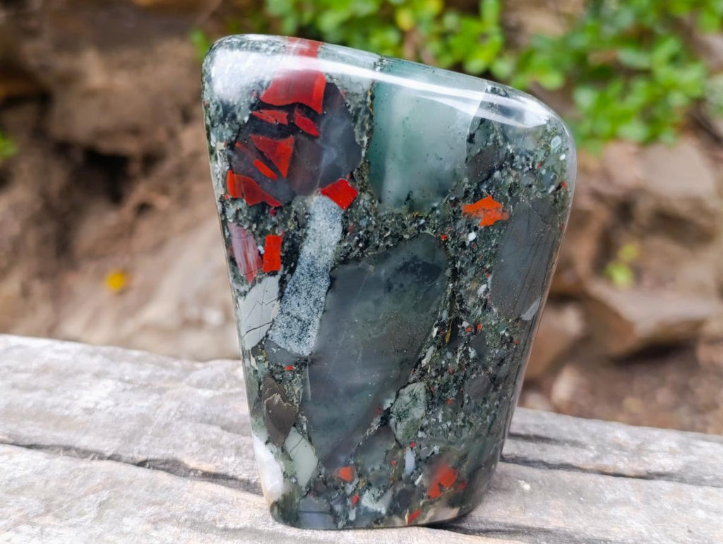 Polished Bloodstone Standing Display Pieces x 3 From Swaziland