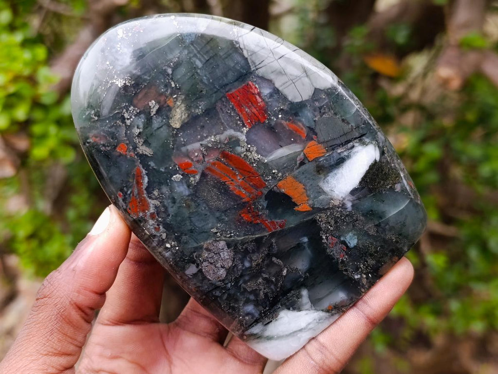 Polished Bloodstone Standing Display Pieces x 3 From Swaziland