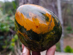 Polished Green Opal Standing Display Pieces x 6 From Betroka, Madagascar