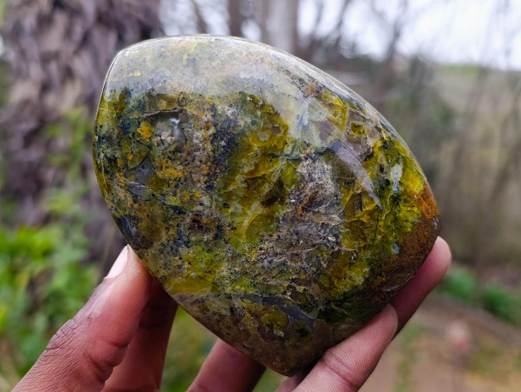 Polished Green Opal Standing Display Pieces x 6 From Betroka, Madagascar