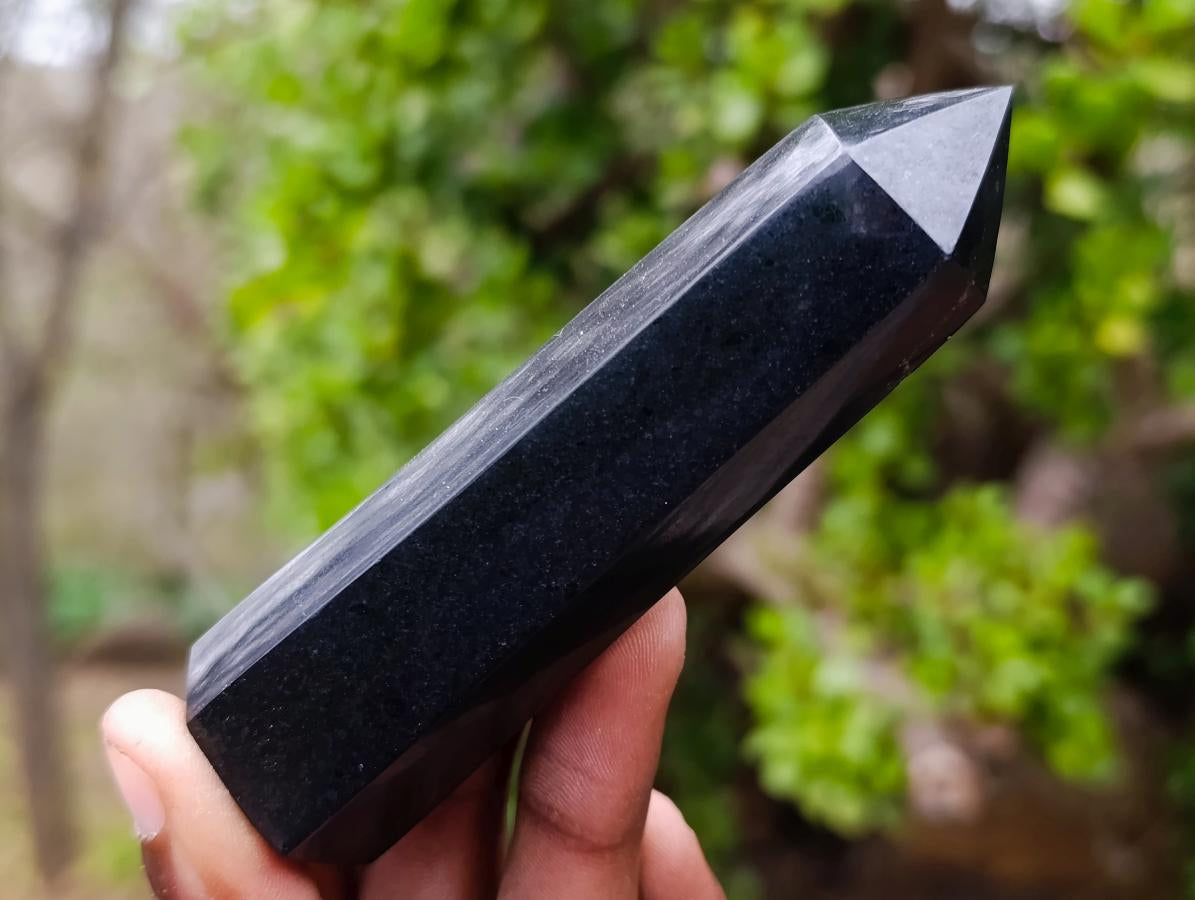 Polished Black Basalt Display Crystals x 12 From Madagascar