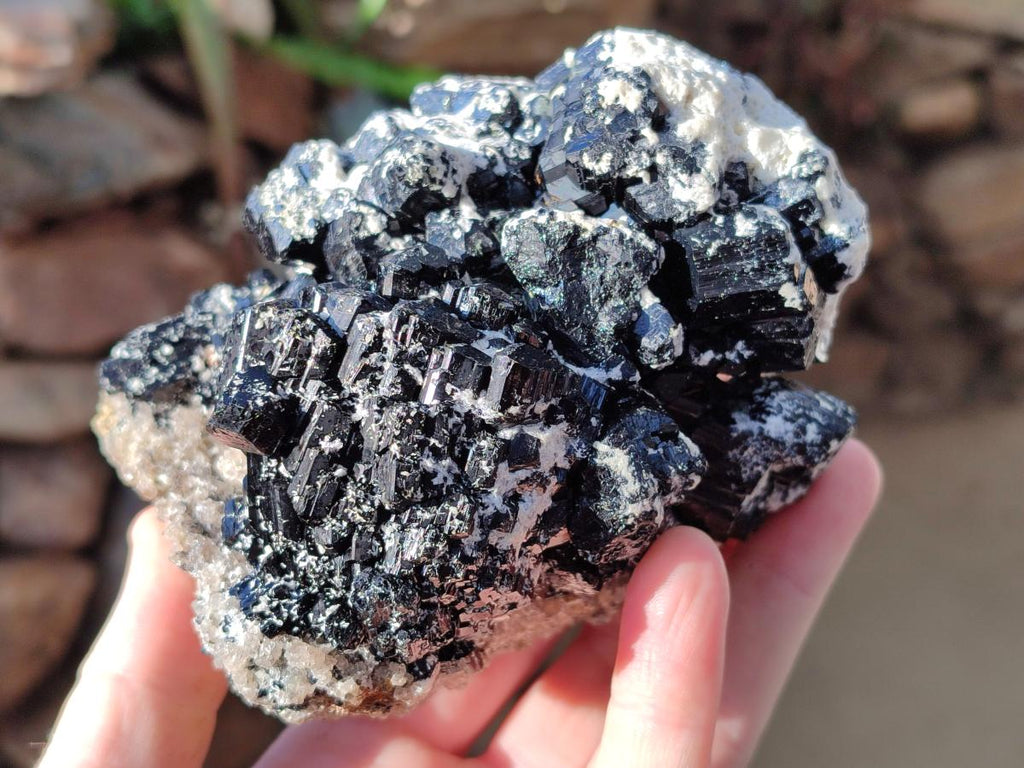Natural Large Schorl Black Tourmaline Specimens with Feldspar x 2 From Erongo, Namibia