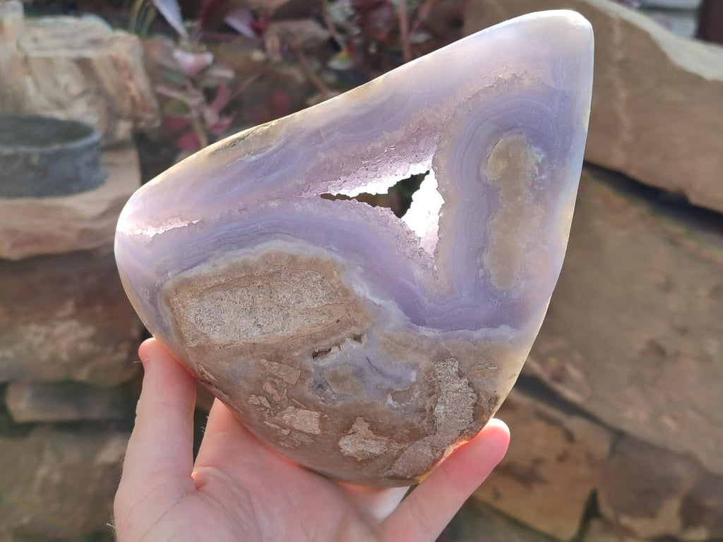 Polished and Natural Large Blue Lace Agate Free Form x 1 From Nsanje, Malawi