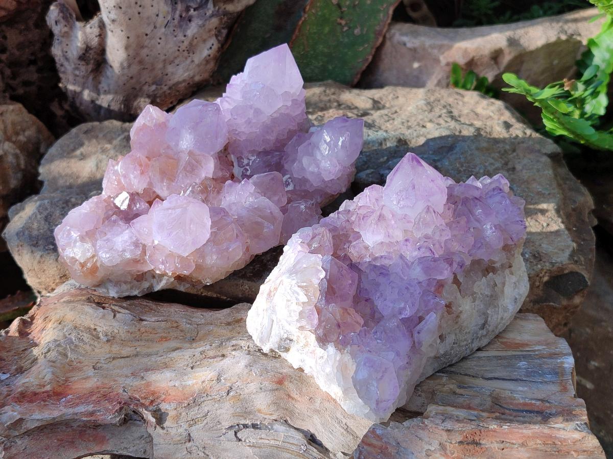 Natural Large Spirit Amethyst Clusters x 2 From Boekenhouthoek, South Africa