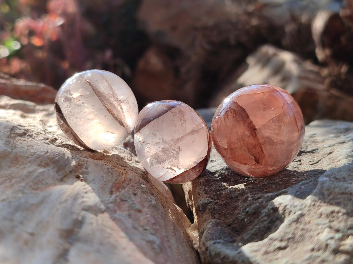 Polished Rounded Mini Red Hematoid Quartz Free Forms x 35 From Ambatondrazaka, Madagascar