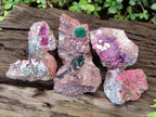 Natural Salrose Cobaltoan Dolomite Specimens with Malachite and Kaolinite x 6 From Kakanda, Congo