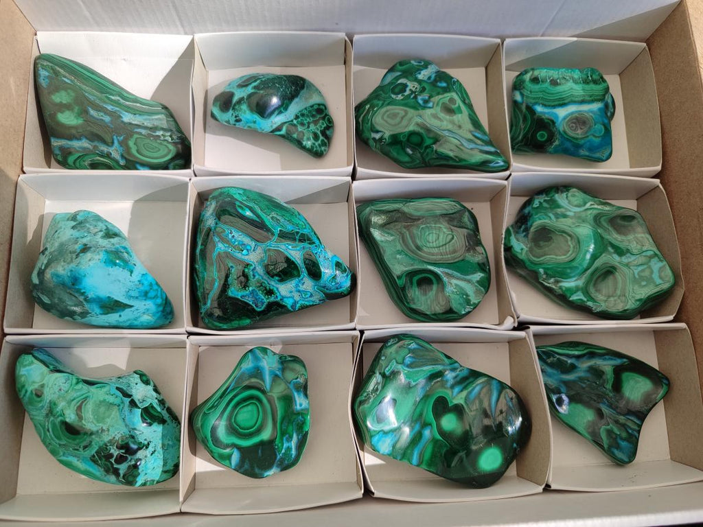 Polished Malacolla Free Forms x 12 From Kulukuluku, Congo