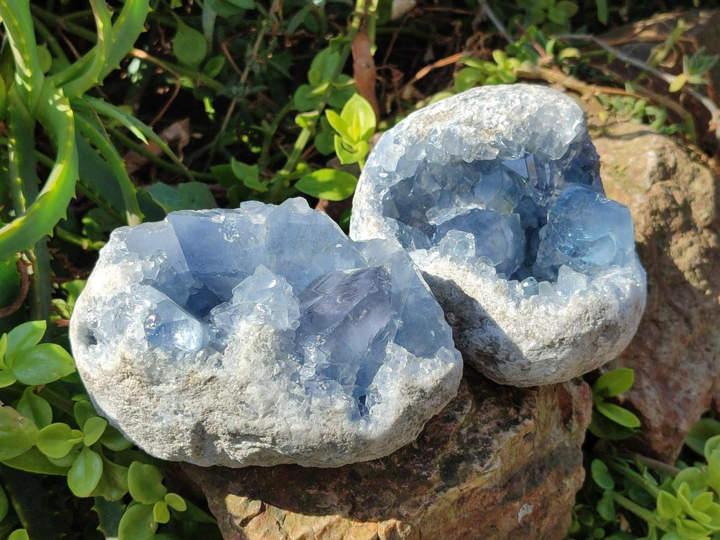 Natural Blue Celestite Specimens x 2 From Sakoany, Madagascar