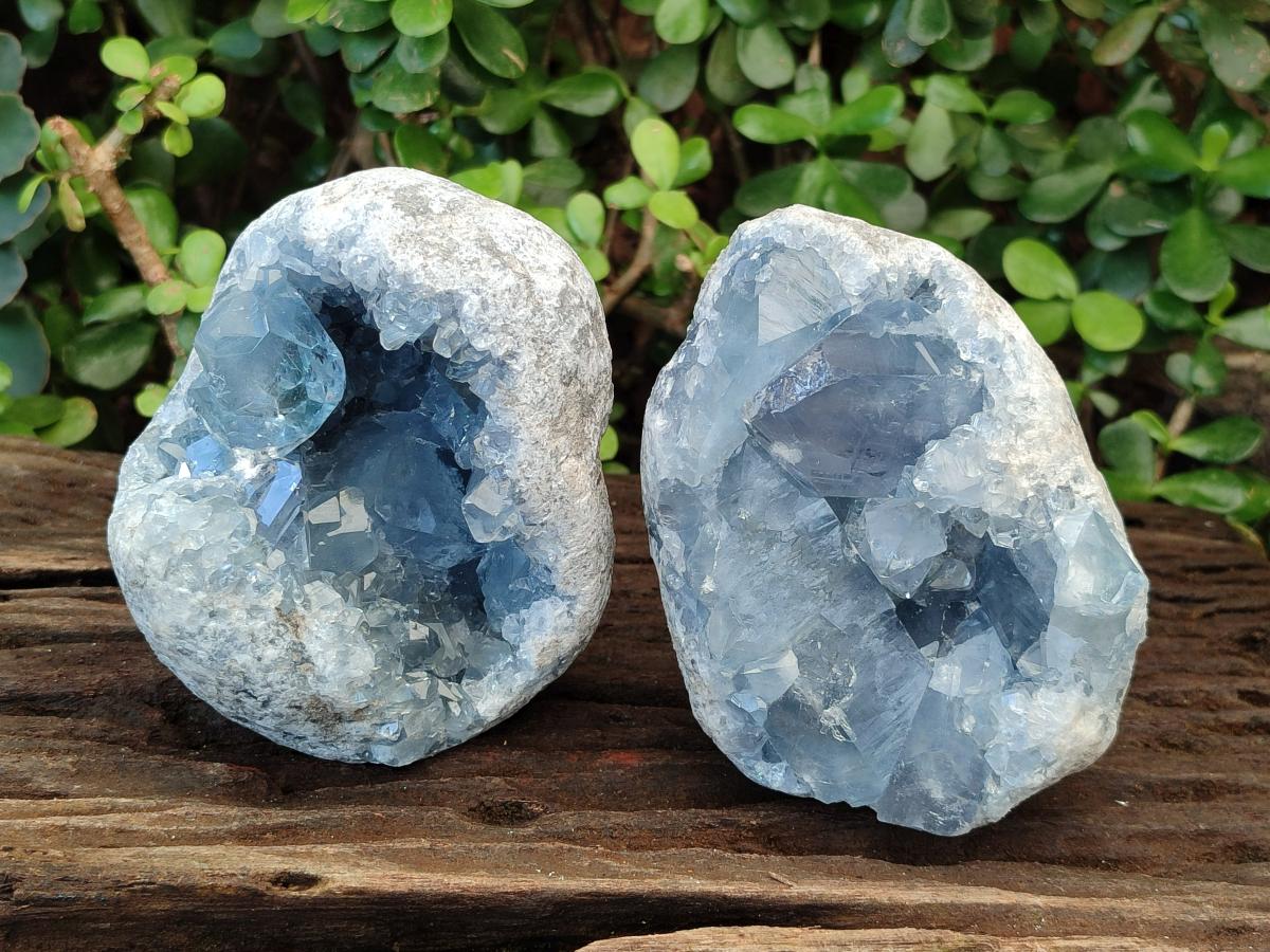 Natural Blue Celestite Specimens x 2 From Sakoany, Madagascar