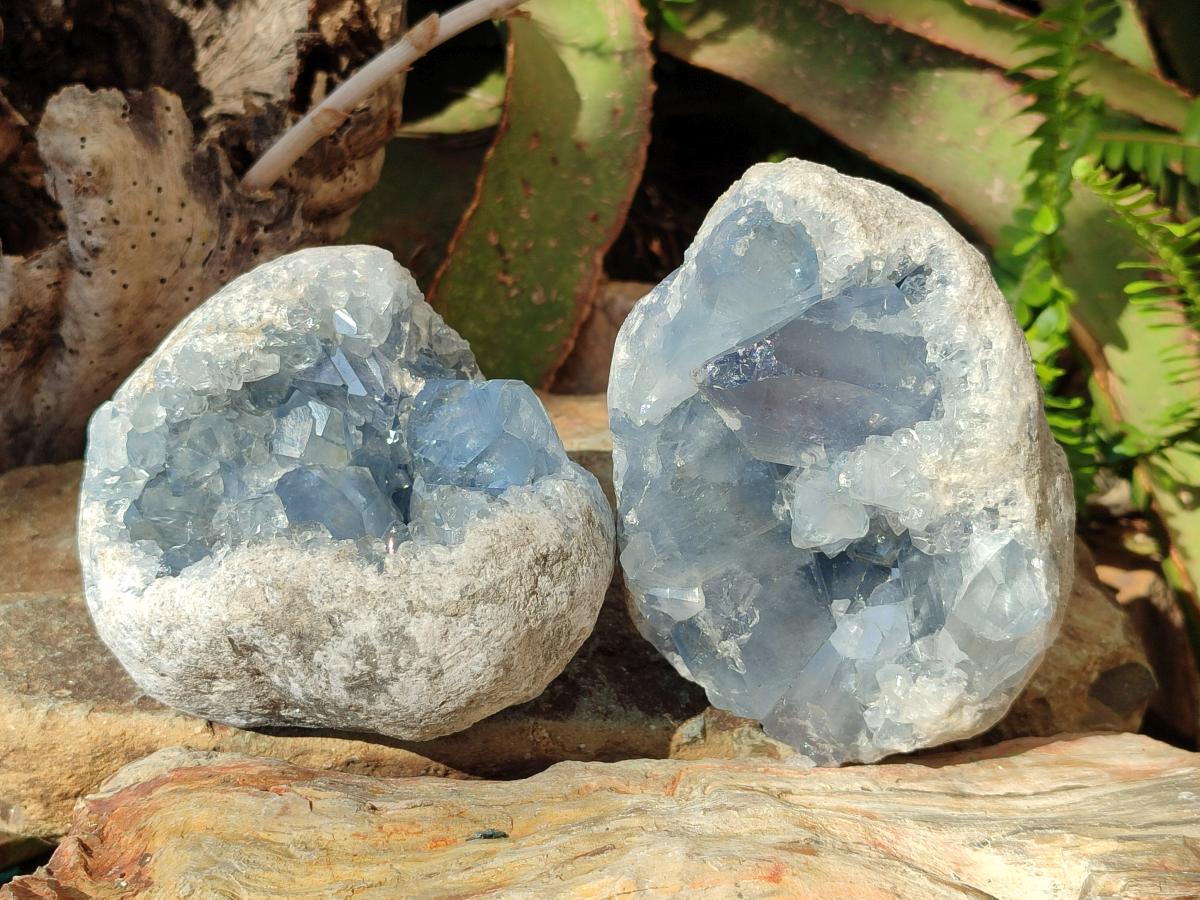 Natural Blue Celestite Specimens x 2 From Sakoany, Madagascar