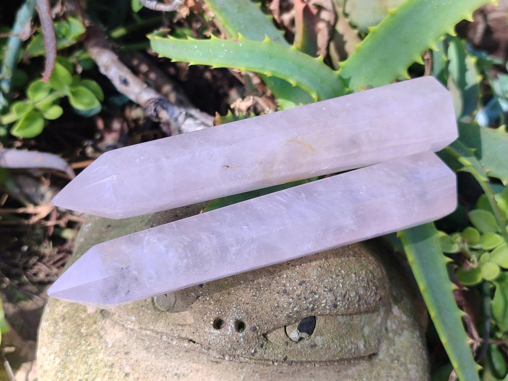 Polished Gemmy Rose Quartz Crystals x 12 From Madagascar