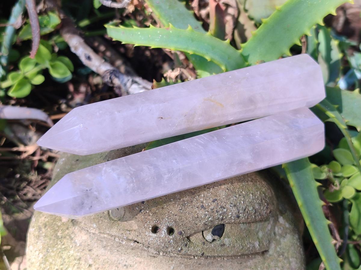 Polished Gemmy Rose Quartz Crystals x 12 From Madagascar