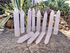 Polished Gemmy Rose Quartz Crystals x 12 From Madagascar