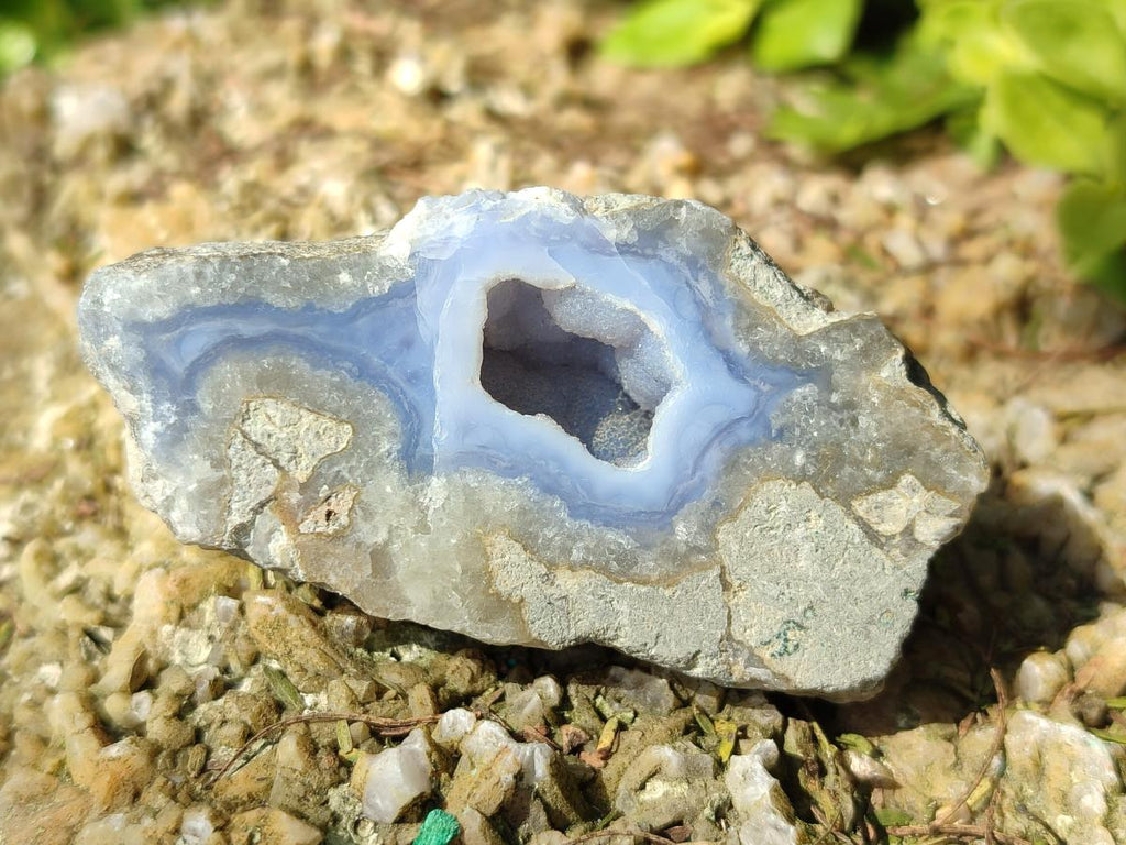 Polished One Side Blue Lace Agate Geodes x 24 From Nsanje, Malawi
