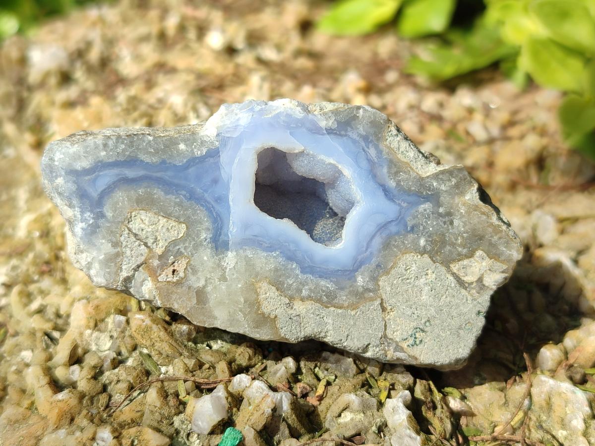 Polished One Side Blue Lace Agate Geodes x 24 From Nsanje, Malawi