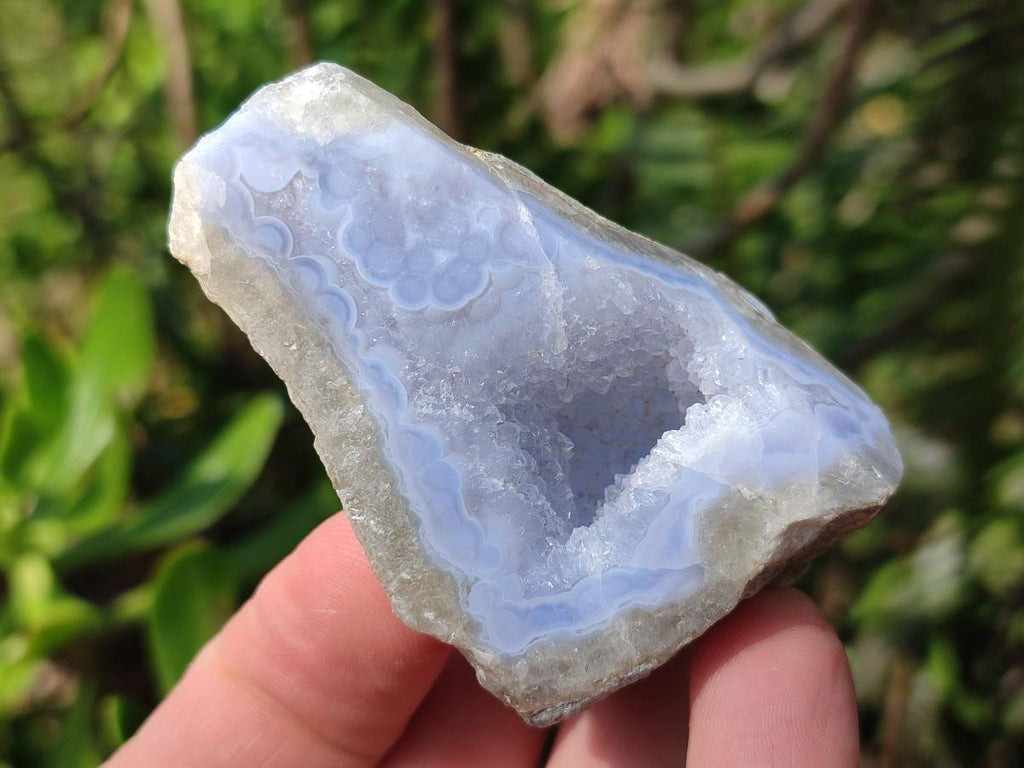 Polished One Side Blue Lace Agate Geodes x 24 From Nsanje, Malawi