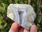 Polished One Side Blue Lace Agate Geodes x 24 From Nsanje, Malawi