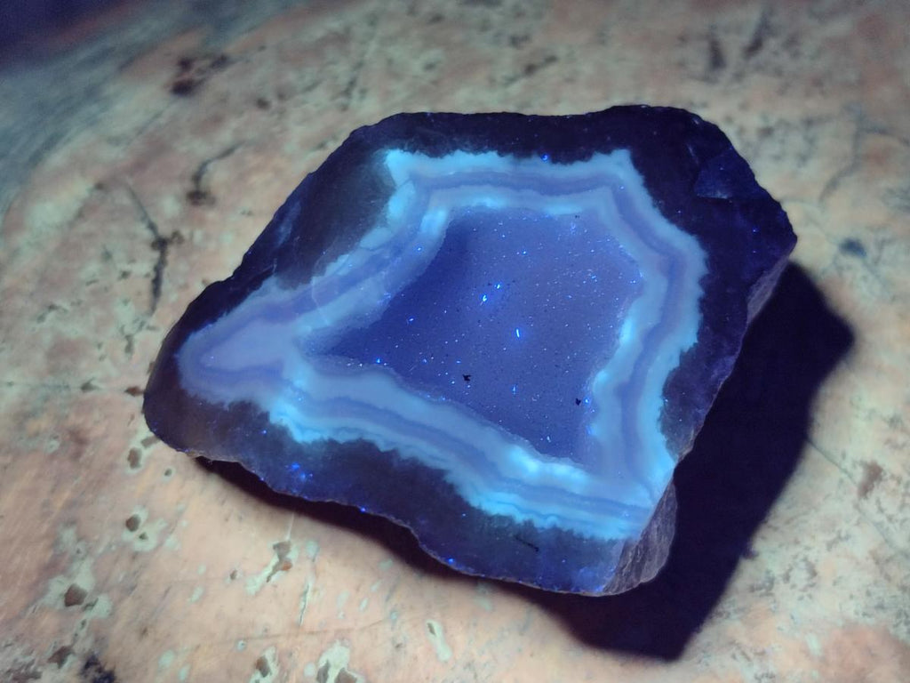 Polished One Side Blue Lace Agate Geodes x 24 From Nsanje, Malawi