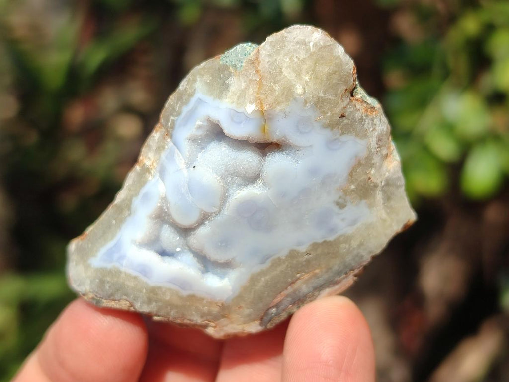 Polished One Side Blue Lace Agate Geodes x 24 From Nsanje, Malawi