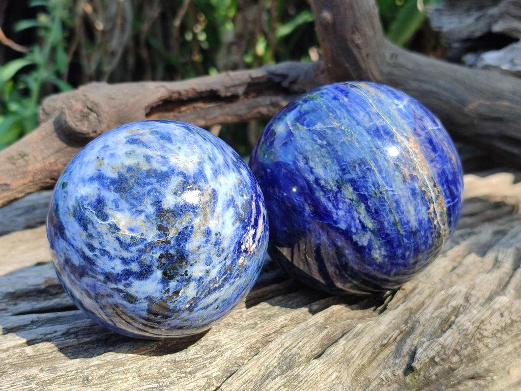 Polished Sodalite Spheres x 2 From Kunene River, Namibia