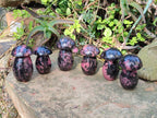 Polished Rhodonite Gemstone Mushrooms x 6 From Ambindavato, Madagascar