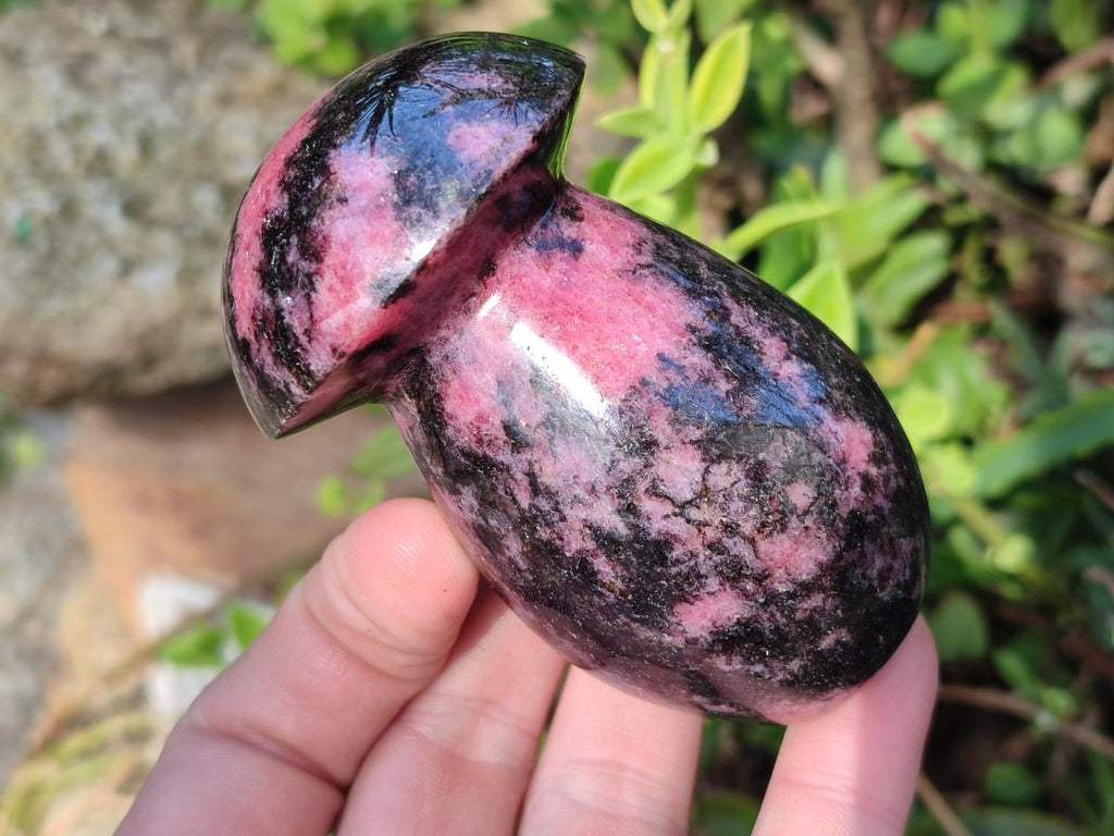 Polished Rhodonite Gemstone Mushrooms x 6 From Ambindavato, Madagascar