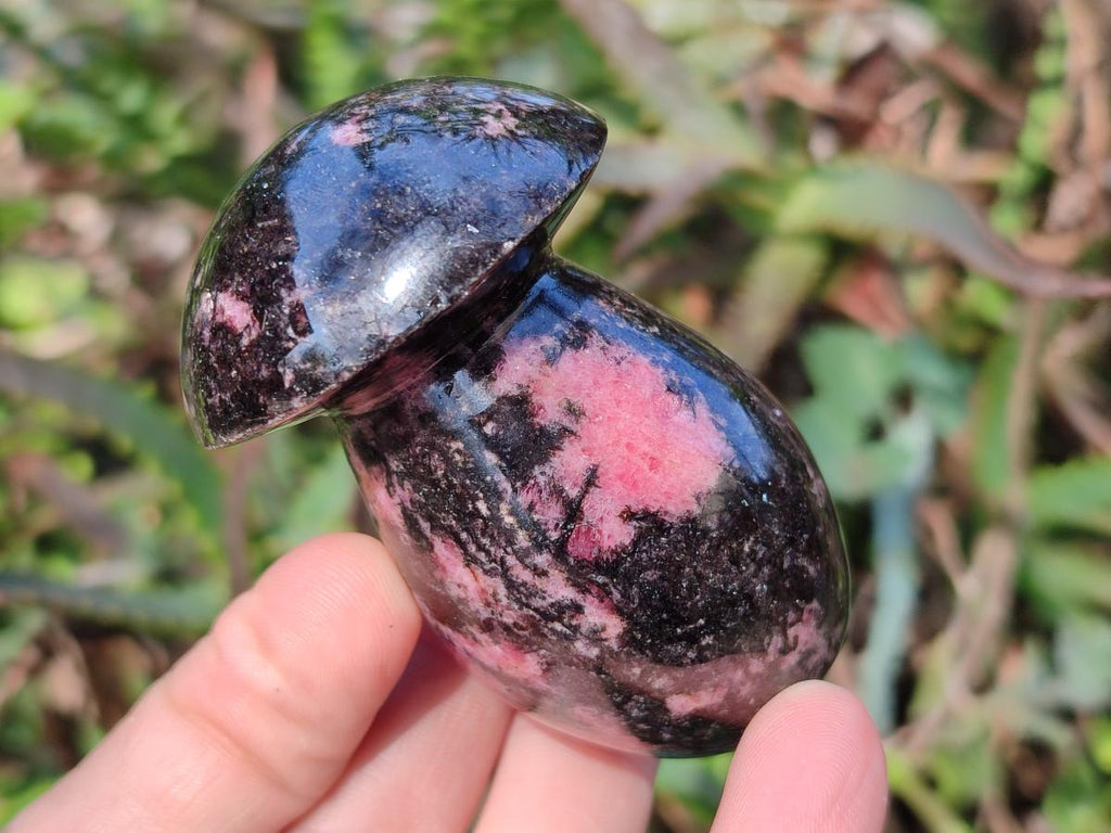 Polished Rhodonite Gemstone Mushrooms x 6 From Ambindavato, Madagascar