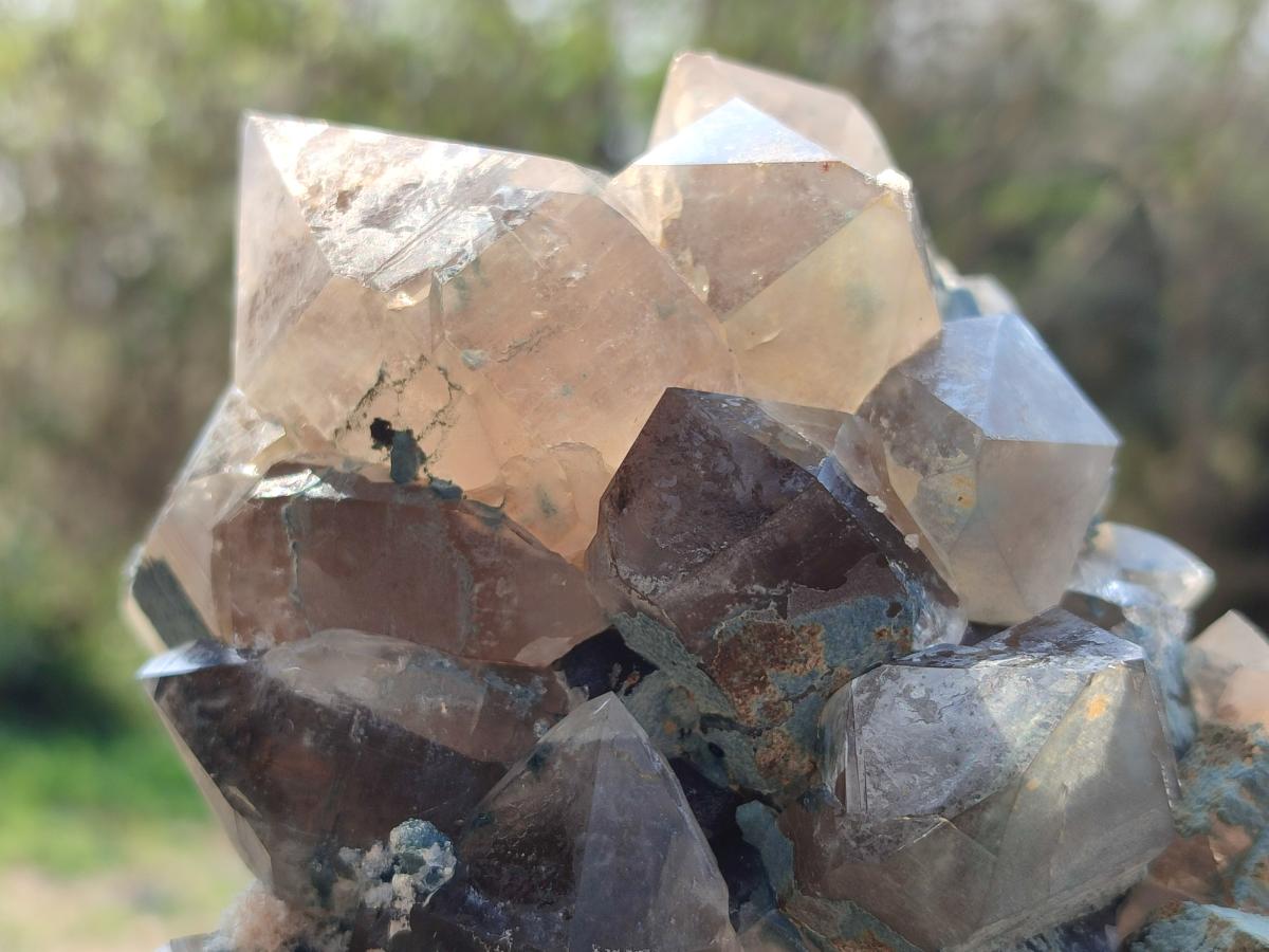 Natural Smokey Quartz Clusters with Foitite x 3 From Erongo, Namibia