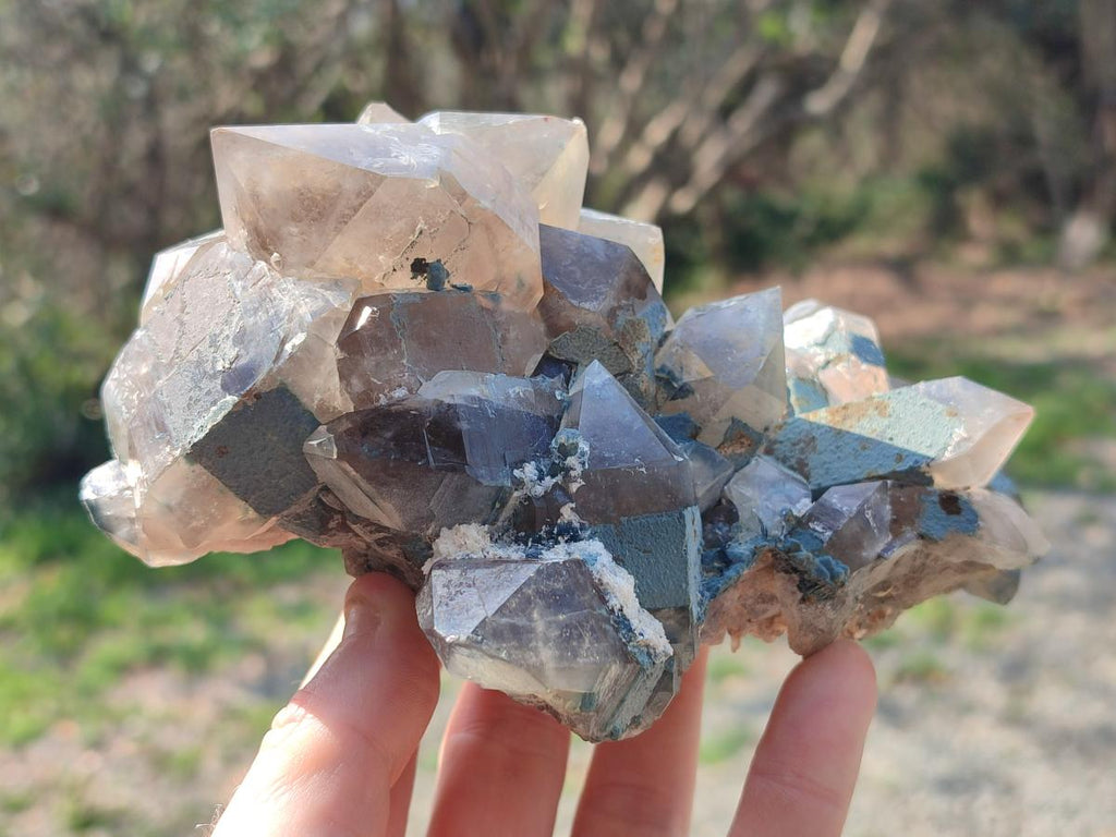 Natural Smokey Quartz Clusters with Foitite x 3 From Erongo, Namibia