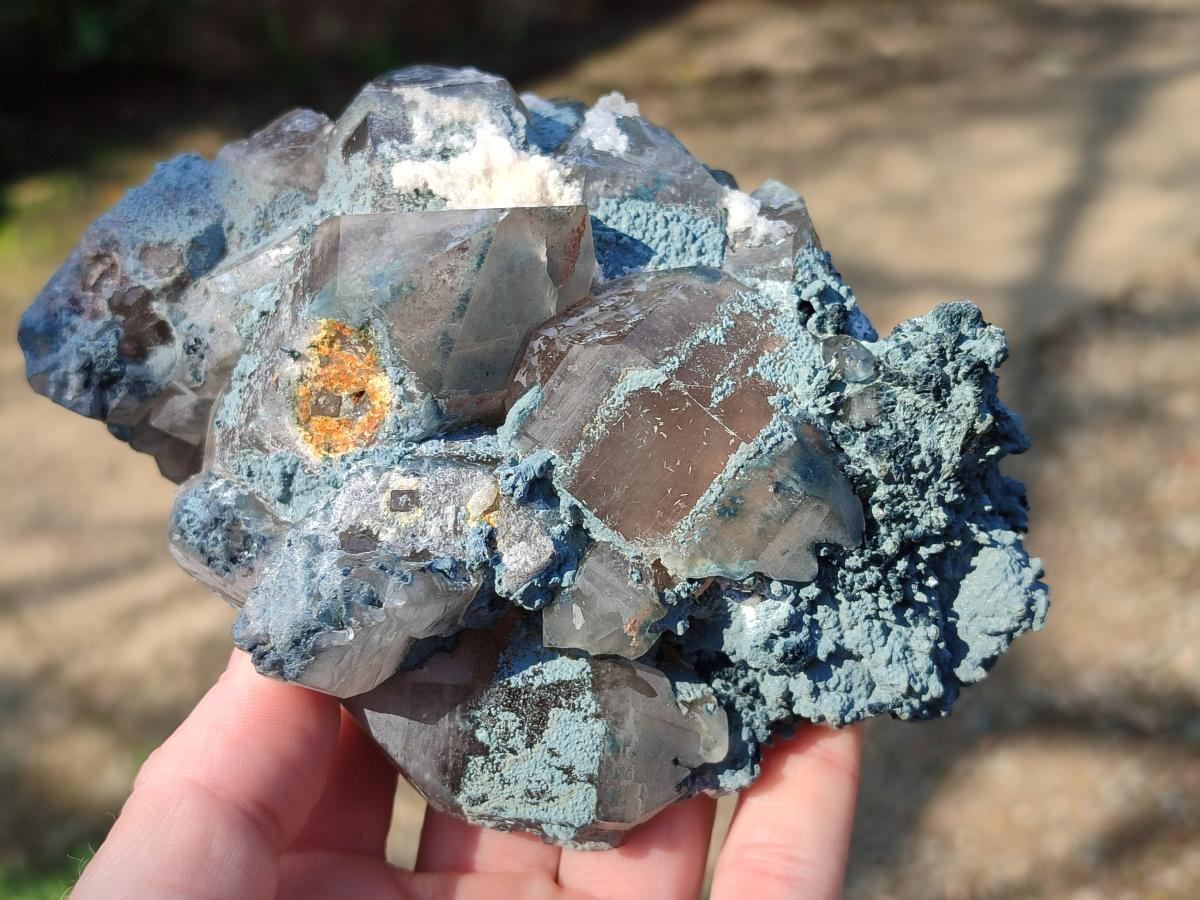 Natural Smokey Quartz Clusters with Foitite x 3 From Erongo, Namibia